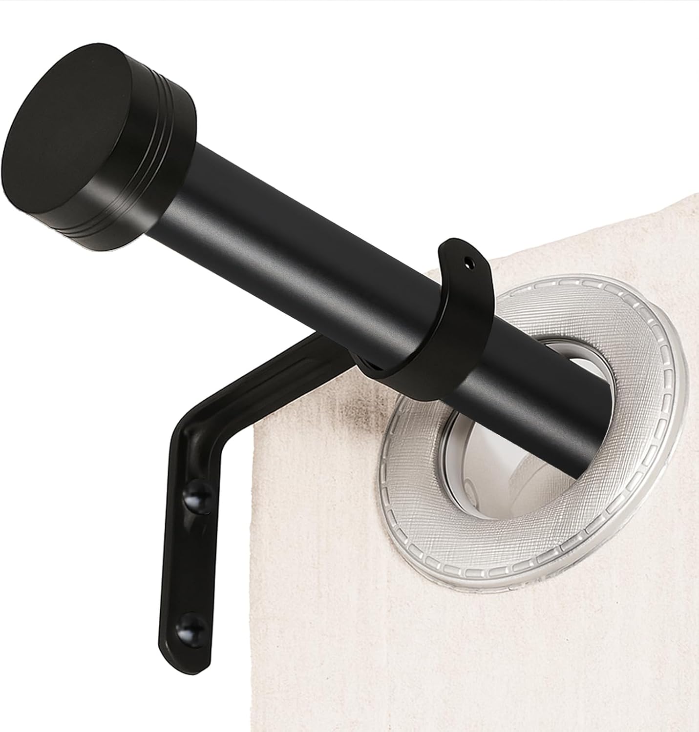 Black Curtain Rod for Windows 18 to 45 Inches, 1 Inch Adjustable Drapery Pole, Heavy Duty Outdoor/Indoor Modern Curtain Rods, Easy Installation(Black 18"-45")