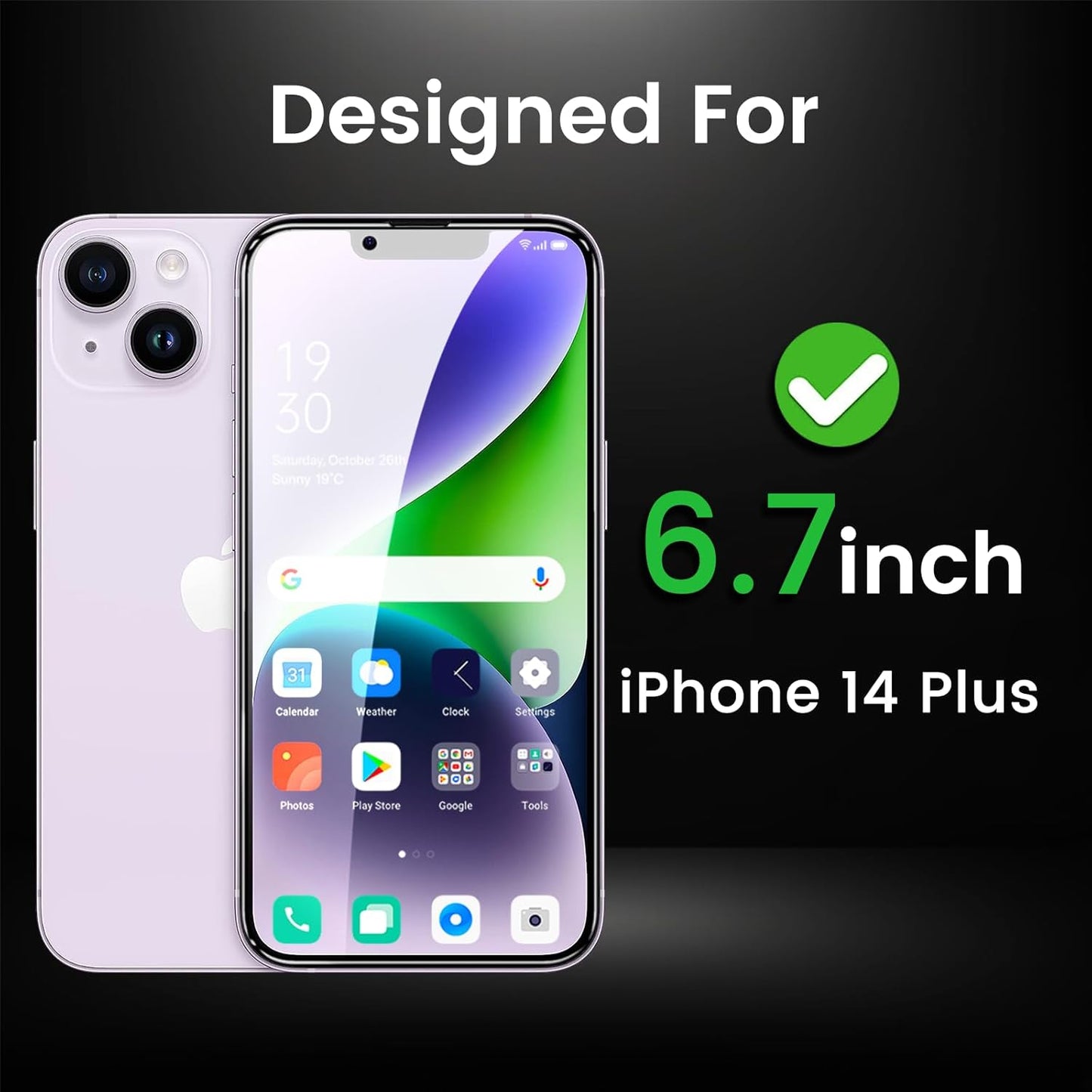3 Pack Privacy Screen Protector for iPhone 14 Plus 6.7 Inch with 3 Pack Camera Lens Protector, Anti Spy Tempered Glass Film, Anti-Scratch, Touch Sensitive, Case Friendly