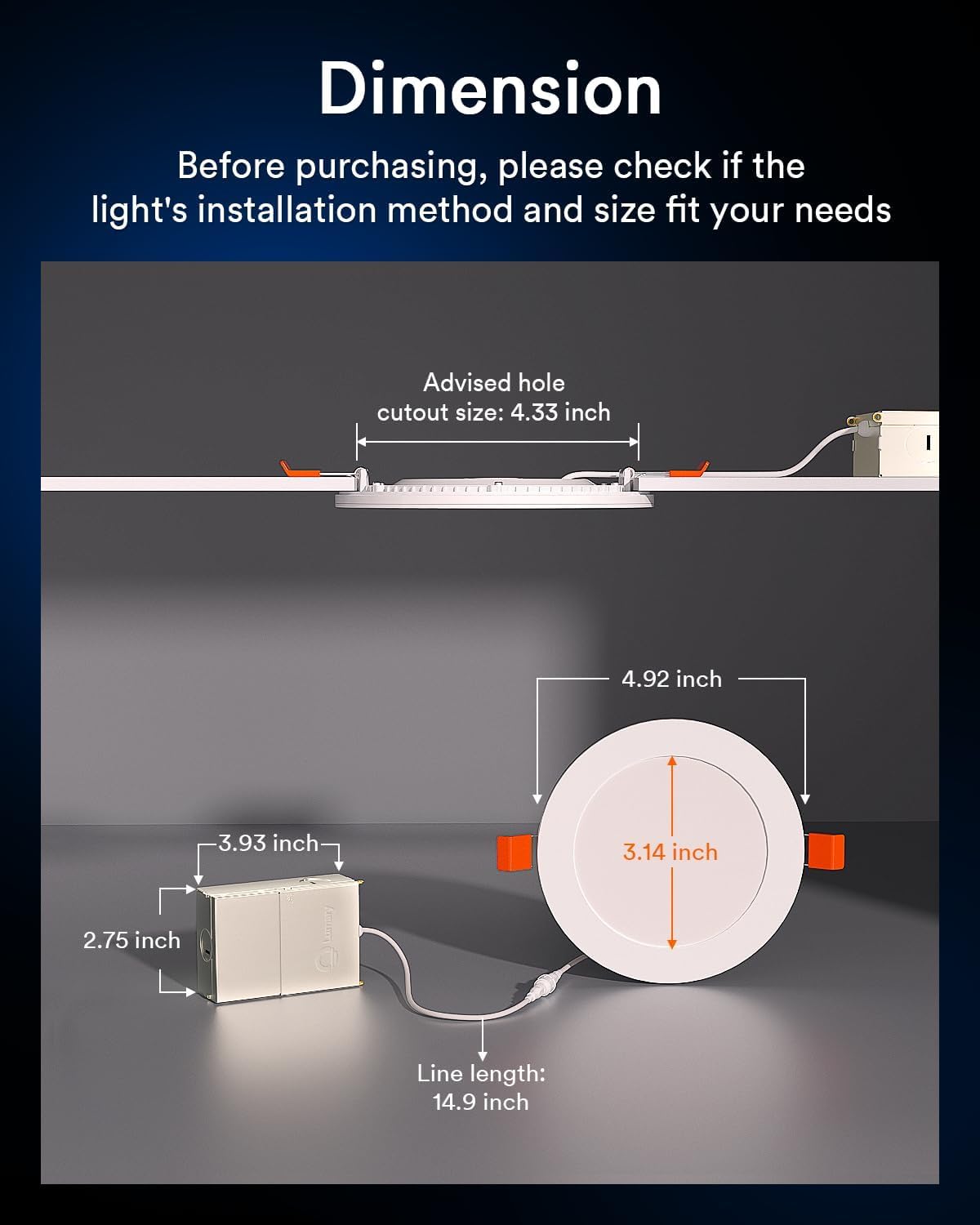 Lumary Smart Recessed Light Pro 6 Inch with RGB/Night Ring, 13W 1100LM Smart Wafer Downlight, Canless with Junction Box, Compatible with Alexa/Google Assistant/BT Remote, ETL Listed, 1Pack