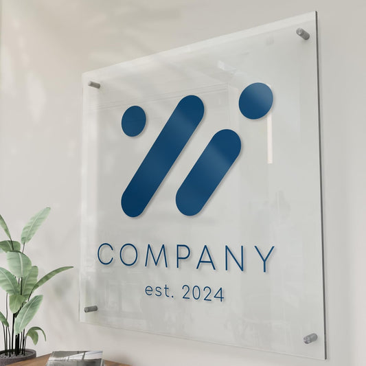 Personalized Floating Custom Acrylic Business Logo Sign | Free Company Vector Logo | Address Signage | Sign for Office Storefont | Multiple Size Options | Neon Led Lights Optional