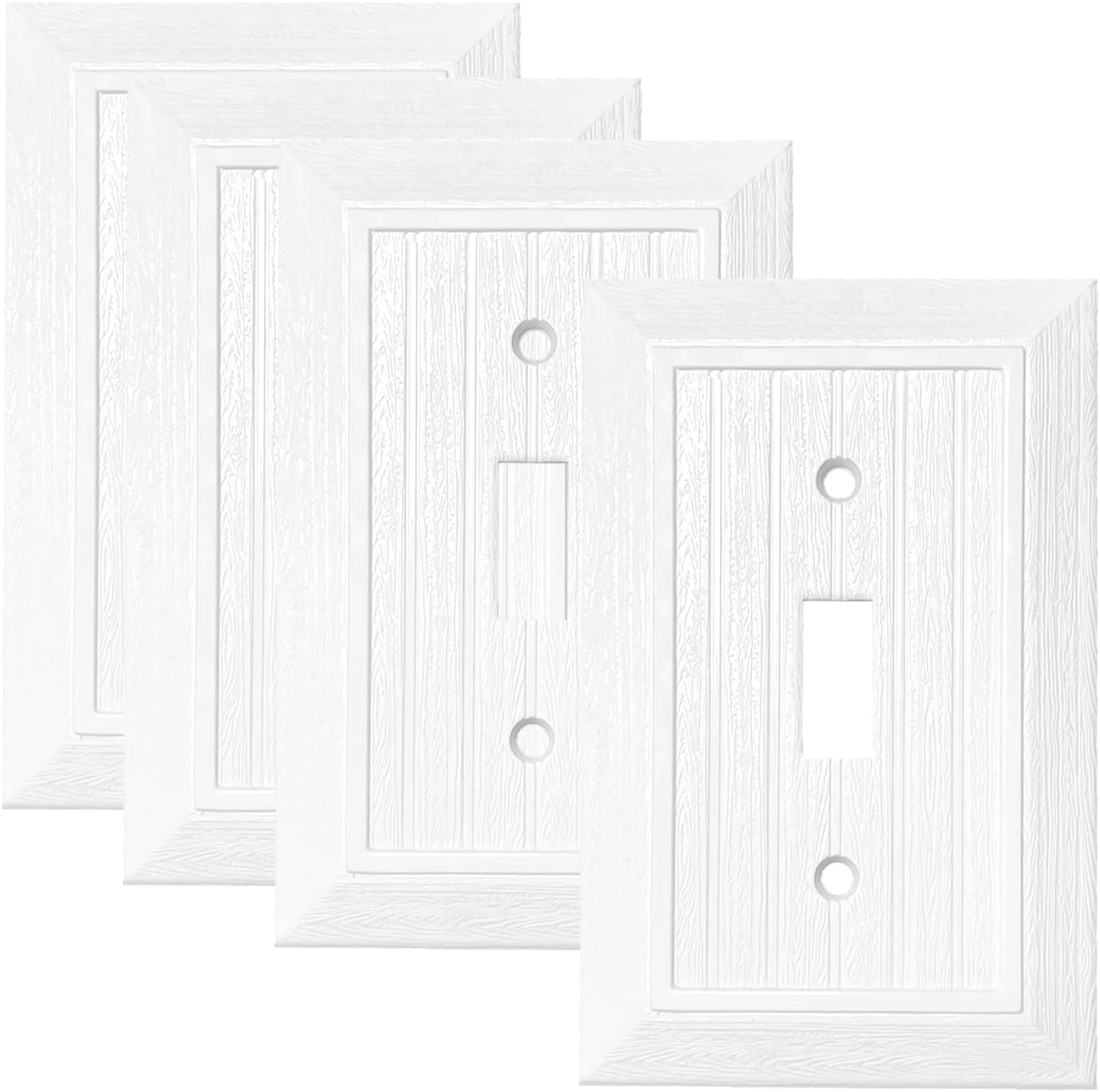 Modern Decorative Wall Plate Retro Wood Grain design Switch Cover Outlet Cover for Light Switch, Smart Switch, Dimmer, GFCI, USB Outlet (4 Pack, Single Toggle)