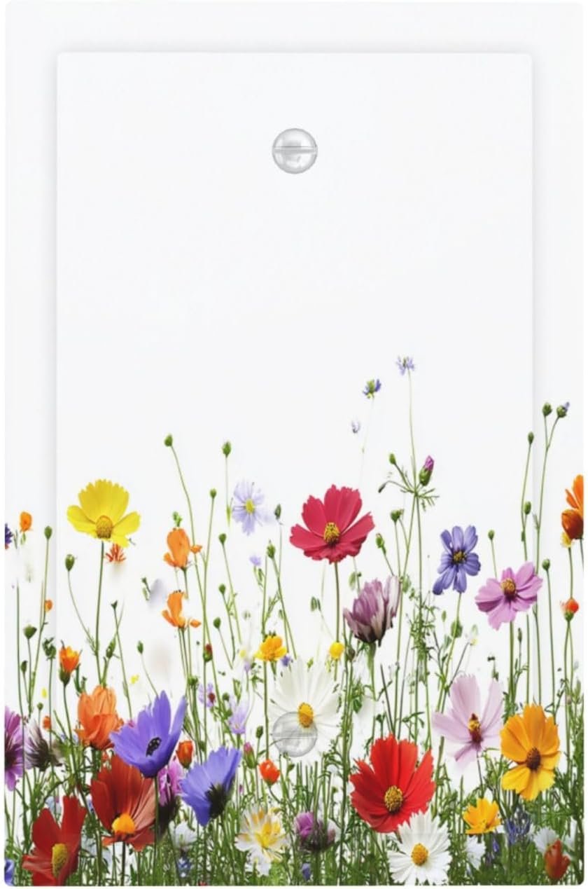 Light Switch Cover Plate Colorful Wildflowers Plant Floral Daisy 1 Gang No Device Blank Electrical Wall Plates Faceplate Decorative Switch Plate For Bed Room Living Room Decor