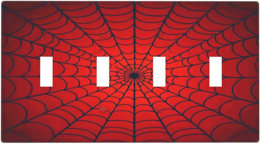 Red Spider Web Black Line Simplicity Light Switch Covers Quad Toggle Electrical Faceplate 4 Gang Wall Plate Decorative Switch Plates For Kids Room Home Decor