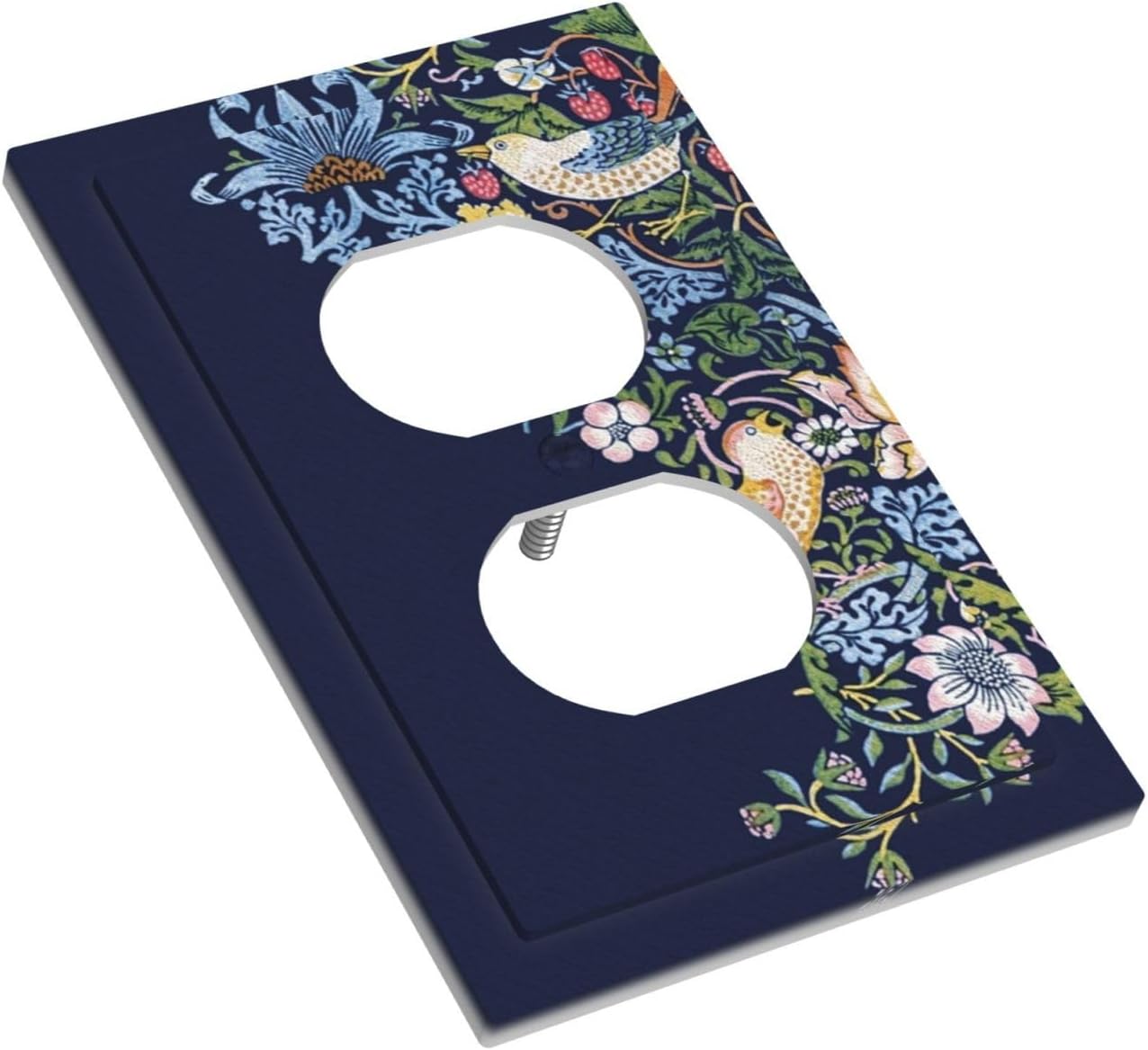 Decorative Outlet Covers Vintage Blue Morris Strawberry Thief Bird Flower 1 Gang Duplex Light Switch Cover Plate Wall Plates for Electrical Outlets Switchplate Faceplate