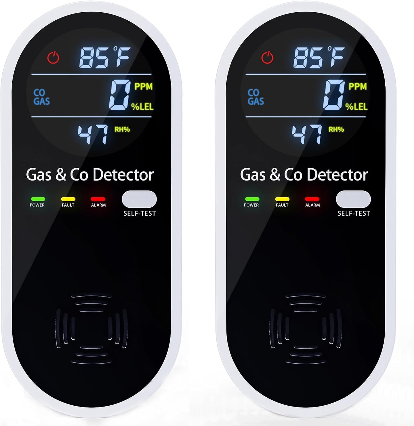 2 Pack Carbon Monoxide Detectors, 4-in-1 Combustible Gas & CO Detector Plug in with Temperature & Humidity Display for Home, RV & Travel