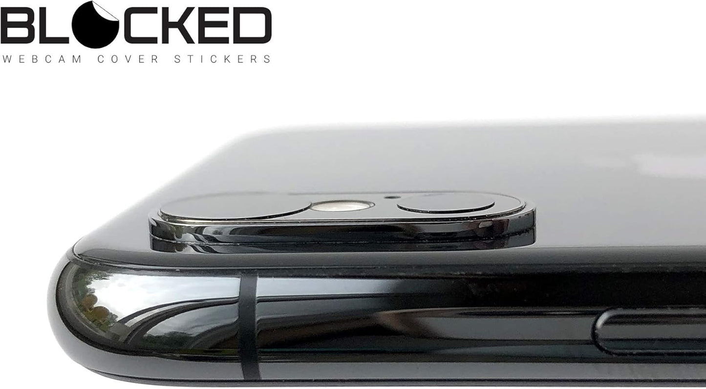 BLOCKED Stackable Webcam/Camera Vinyl Covers | 57 Low-Tack Reusable Webcam Sticker | 3-Sizes | Black 57-Pack (Ultra Glossy)