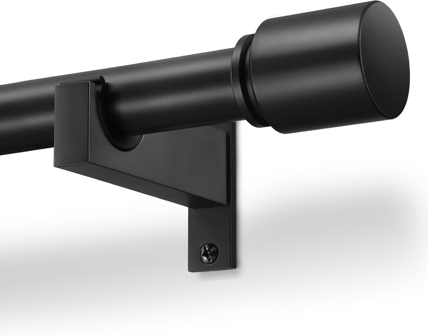 Black Aluminium Curtain Rods for Windows,1 Inch Adjustable Curtain Rod 72-144,Heavy Duty Drapery Rods with Thicken Bracket,Decorative Modern Single Rod with Aluminium Finials