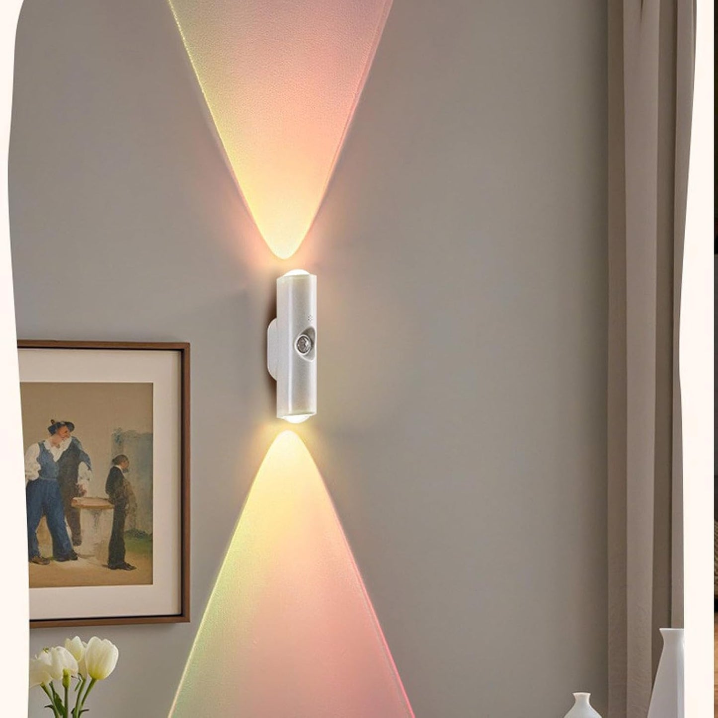 Rechargeable Smart LED Motion Sensor Ambient Light, Punch-Free Color Changing Motion Sensor Light for Stairs, Wardrobe, Cabinet (1Pc,Wood, 3 Colors)