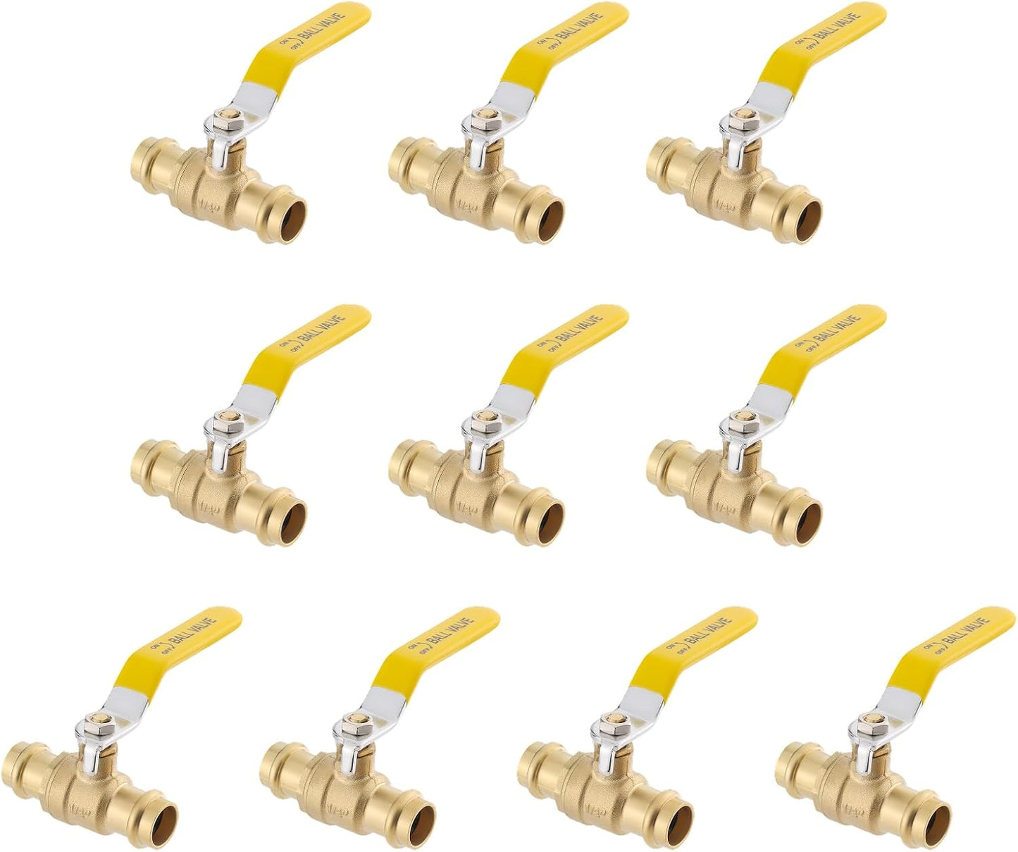 3/4" Press propress Ball Valve with EPDM O-Ring 1/4-Turn Full Port Shut Off Stop Valve for Copper Tubing Connection LF Brass 10PCS