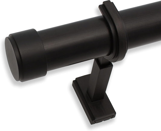 BlastHome® Non-Adjustable Luxury Curtain Rods for Windows, 1 ¼” Rod Set, 6 foot Fixed Length (Two Rods Connect for a Seamless Look), Brushed Dark Brown