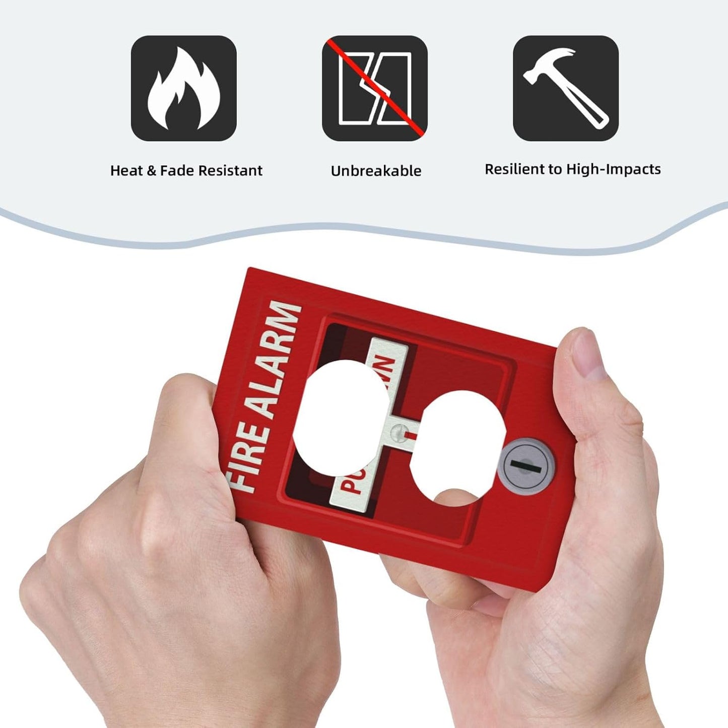 Decorative Outlet Covers Red Fire Alarm Novelty 1 Gang Wall Plate Receptacle Duplex Light Switch Cover Plate Single Dual Plug Covers Electrical Switchplate Faceplate for Office Home Decor