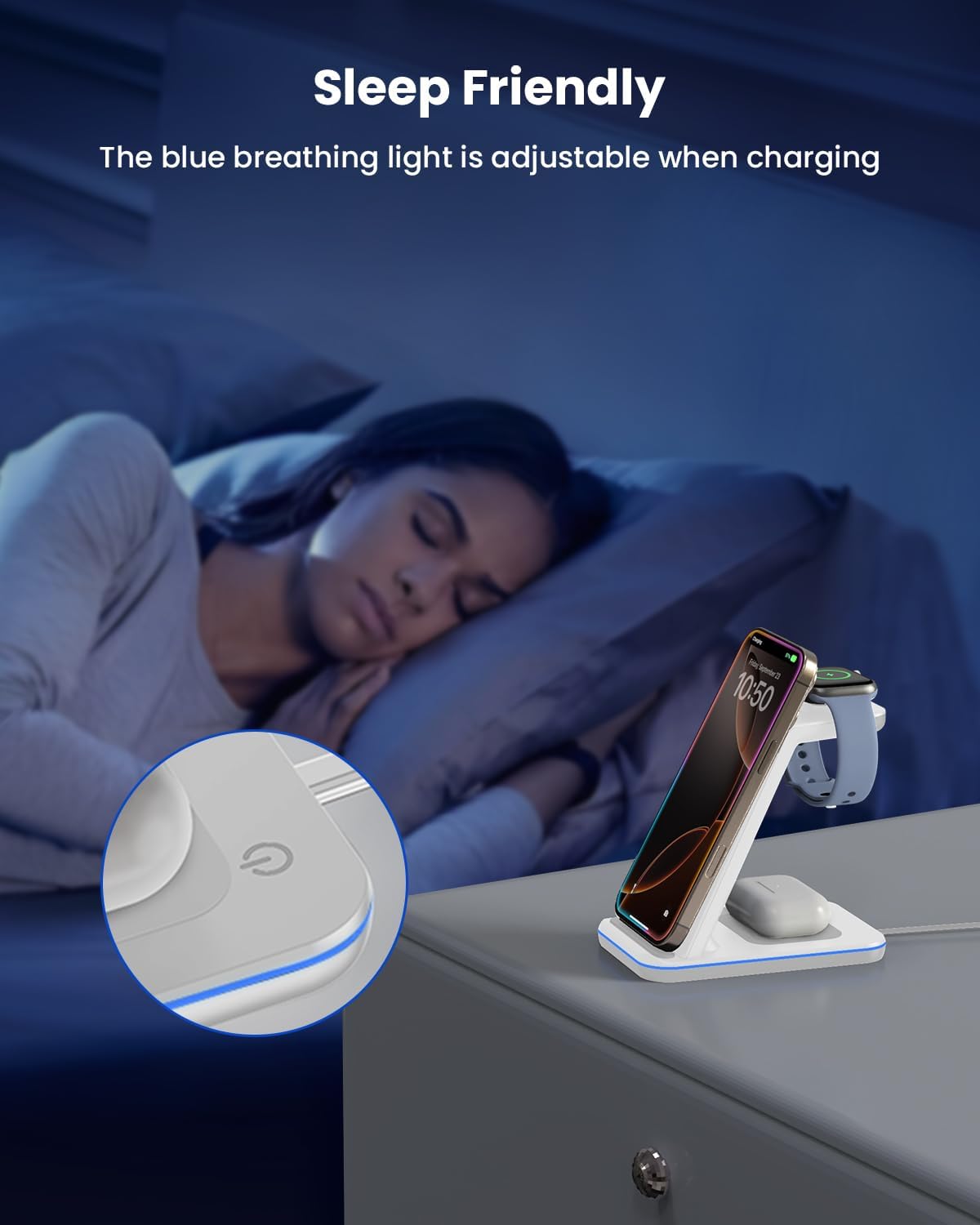 3 in 1 Wireless Charging Station, Wireless Charger Stand for Multiple Apple Devices, Wireless Charger for iPhone 17 16 15-11 Pro Max XS XR 8, Apple Watch 11 9 8 7 6 SE 5 4 3 2, Air Pods 3/2/Pro