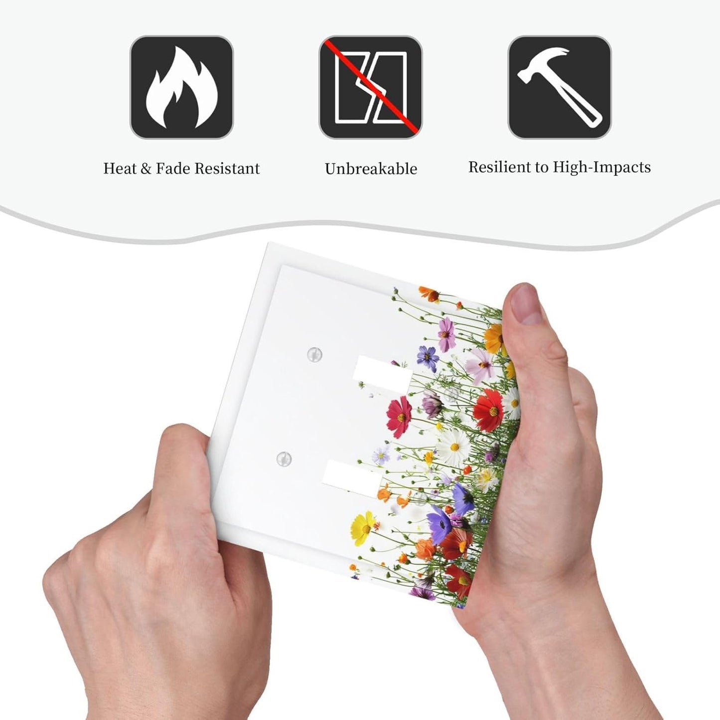 Decorative Switch Plates Colorful Wildflowers Plant Floral Daisy 2 Gang Double Toggle Outlet Light Switch Cover Wall Plate Electrical Faceplate For Bed Room Living Room Decor