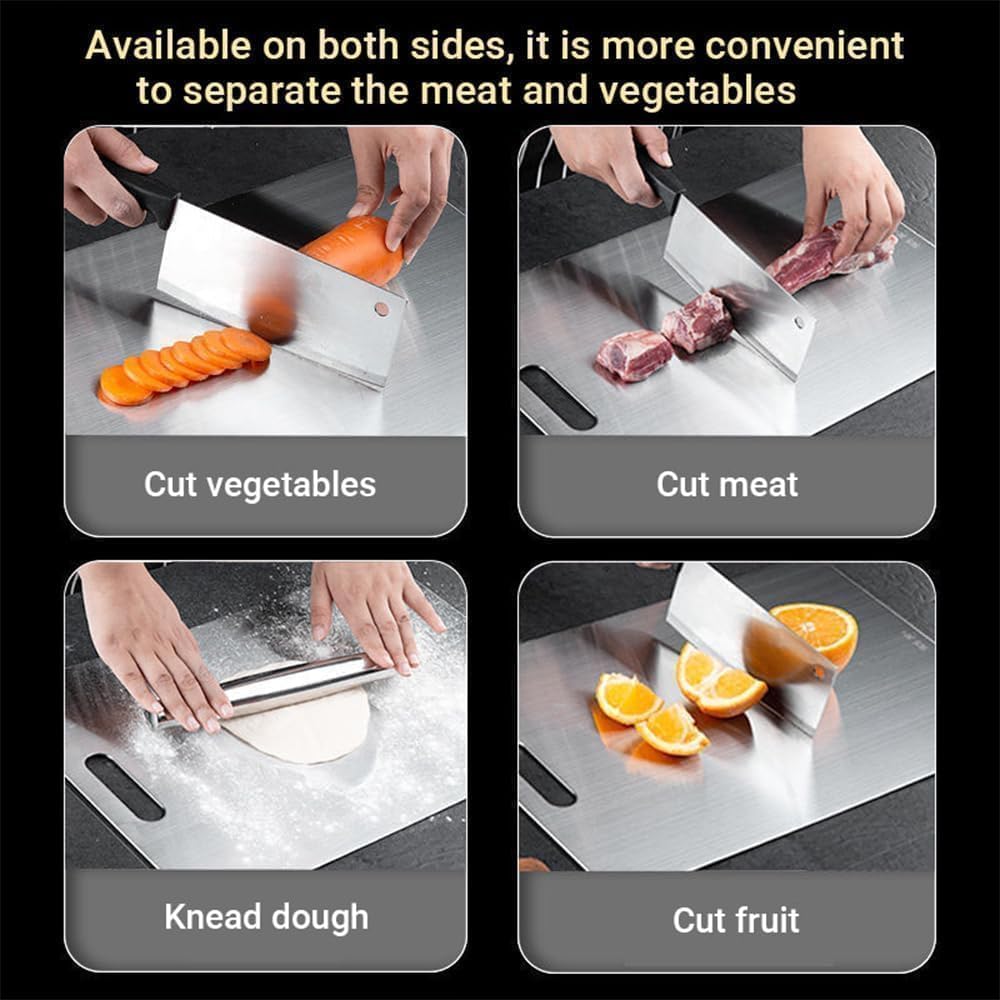 Titanium Cutting Board - 100% Pure Titanium Cutting Boards for Kitchen - Cutting Edge Hygiene & Durability, 1 Pack Double Sided Medical-grade Cutting Mat, Easy to Clean (12"L x 9"W)