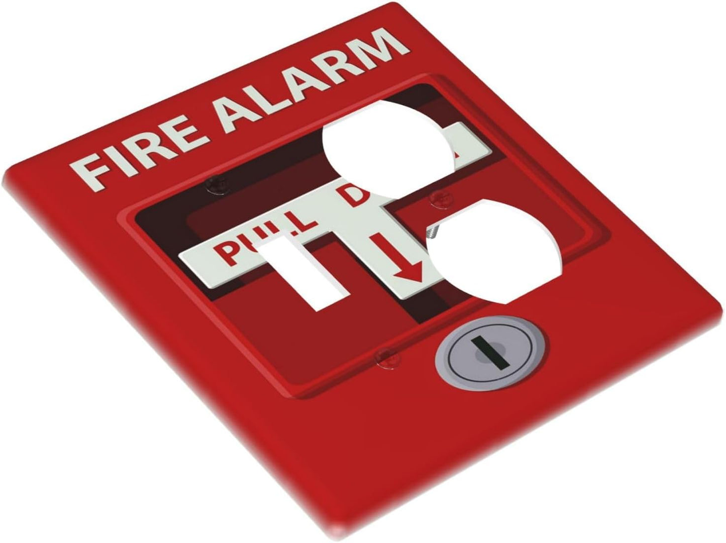 Decorative Outlet Covers Artistic Red Fire Alarm Motifs 2 Gang Wall Plate Cover Single Toggle Duplex Combo Two Switch Light Switch Cover Plate Jumbo Dual GFCI Faceplate for Home Decor