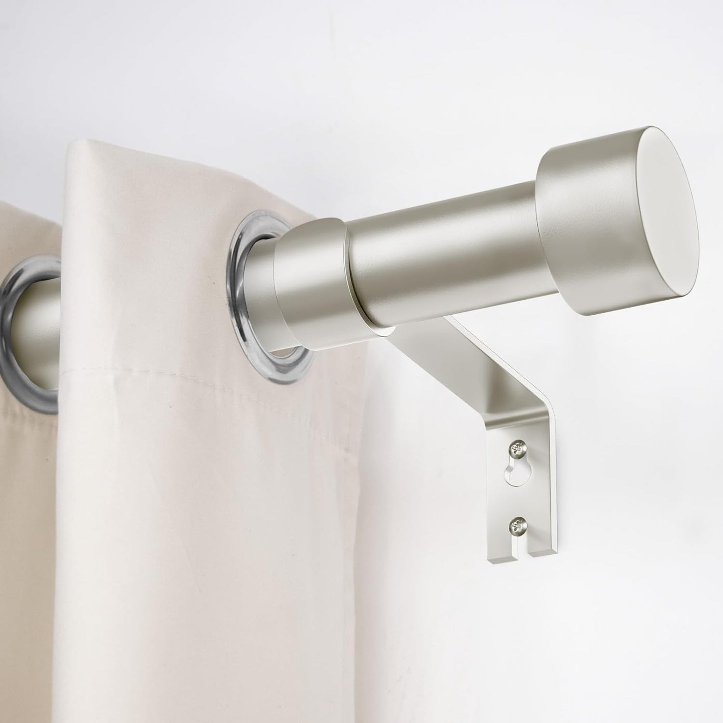 2 Pack Curtain Rods for Windows 48 to 84 Inch(4-7ft), 1 Inch Brushed Nickel Adjustable Heavy Duty Curtain Rod Set, Modern Style Drapery Rods for Bedroom Living Room, Size 32"- 90"