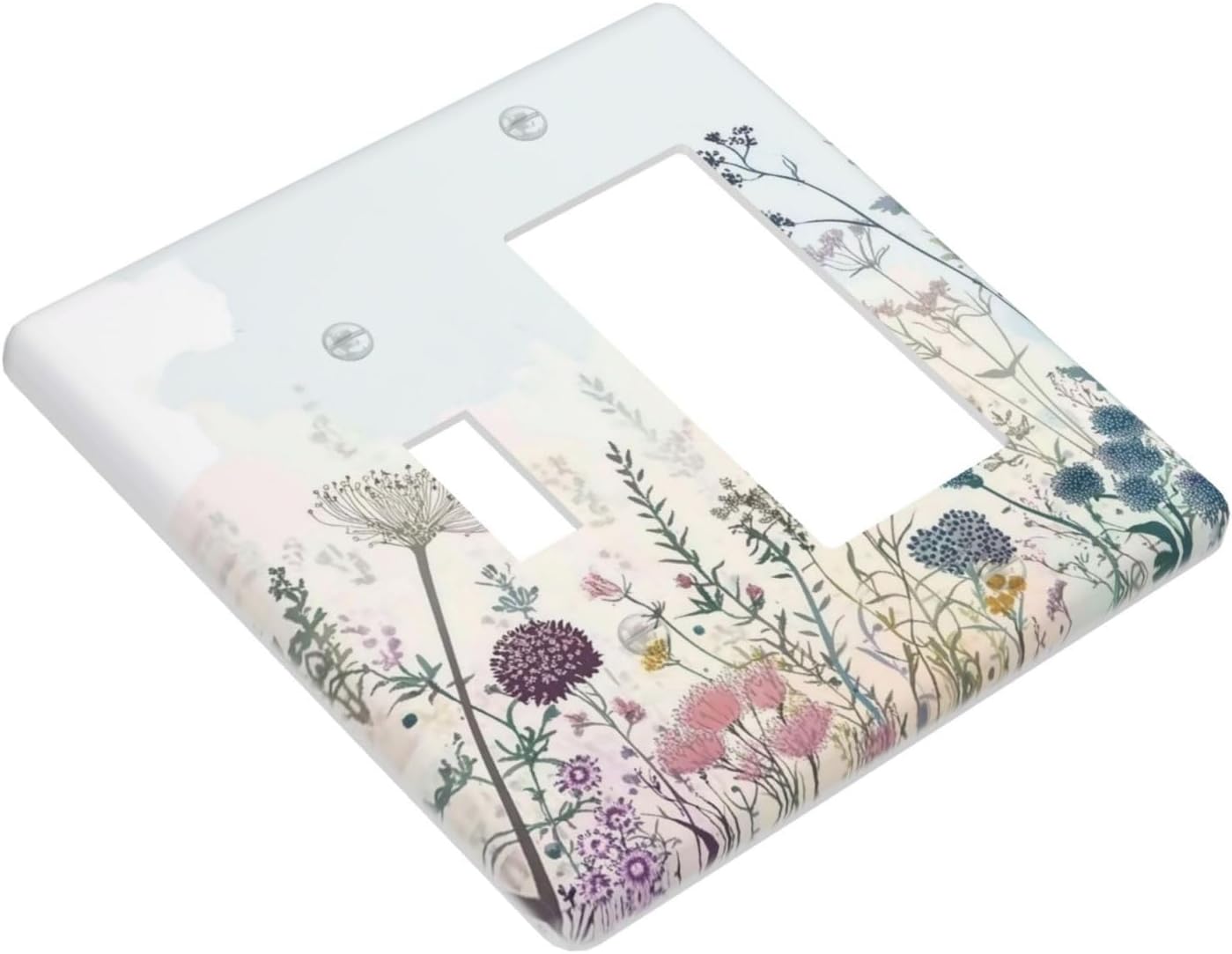 Colorful Wildflower Watercolor Dandelion Floral Outlet Covers 1 Toggle 1 Rocker Combination Decorative Wall Plate Electrical Switch Plates Light Switch Cover Plate For Cabin Home Decor