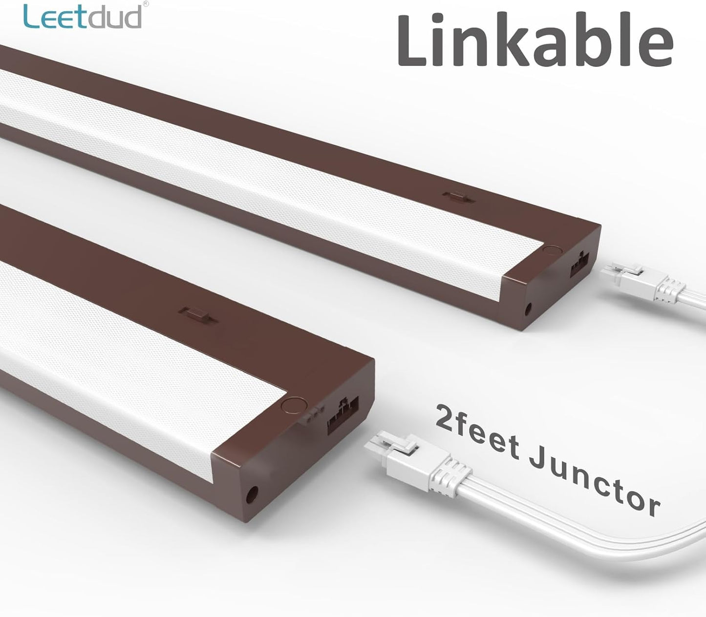 LED Under Cabinet Lighting Hardwired or Plug in, 18 Inch 9W, Dimmable 5 Color 2700K/3000K/3500K/4000K/5000K, Linkable Eyes Care Design Counter Lights for Kitchen, Sink, ETL Listed, Bronze