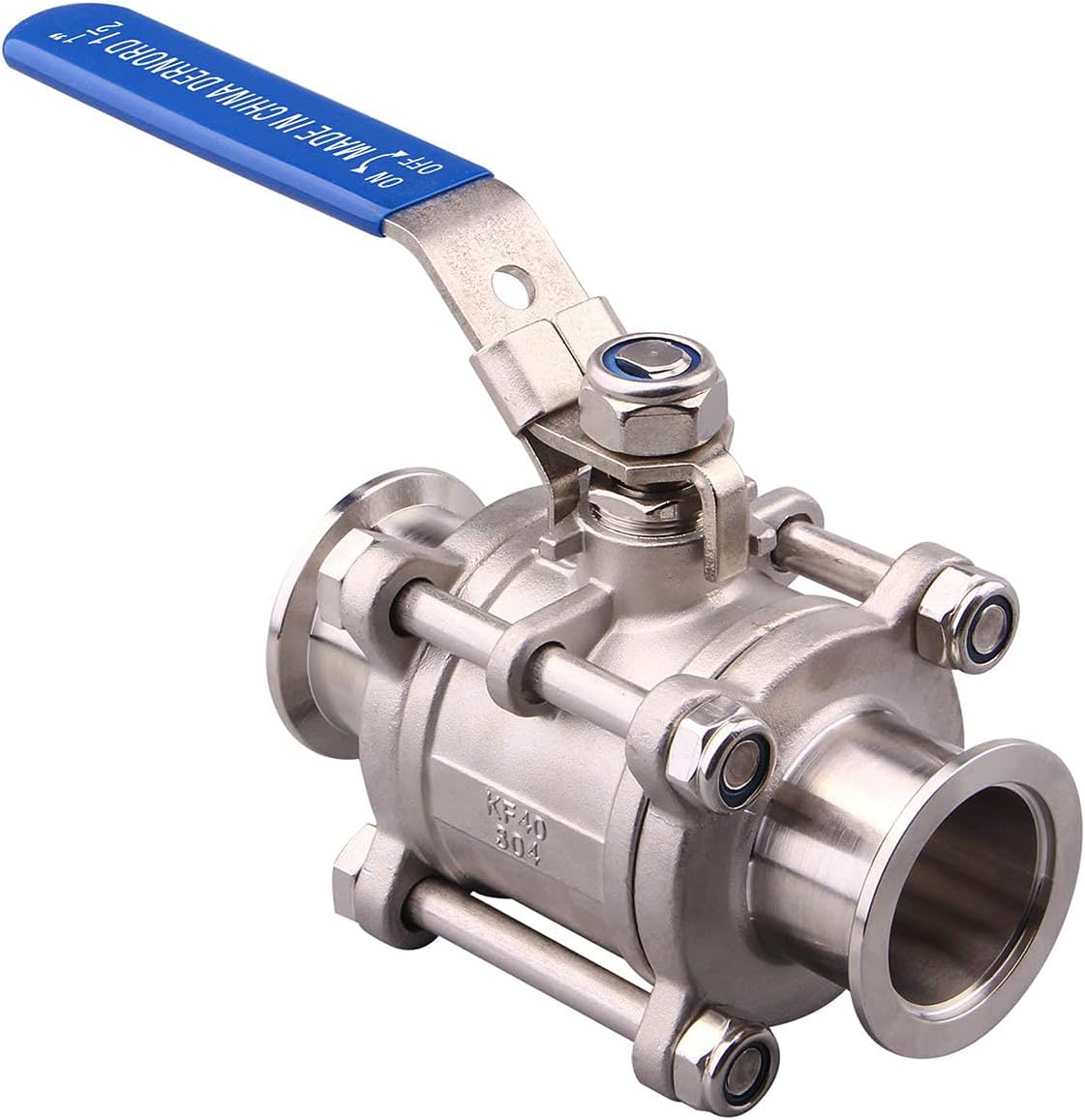 SHERICH Vacuum KF16 Ball Valve 304 Stainless Steel Clamp High Vacuum Fast Ball Valve Blue Handle With Locking Device (KF16)