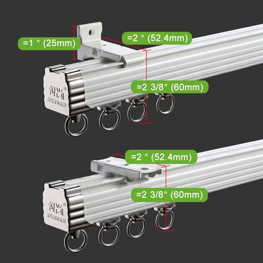 ZSHINE Curtain Single Tracks Ceiling or Wall Mounting Heavy-Duty Curtain Rails for Living Room Bedroom Room Divider (White, 9.5ft)