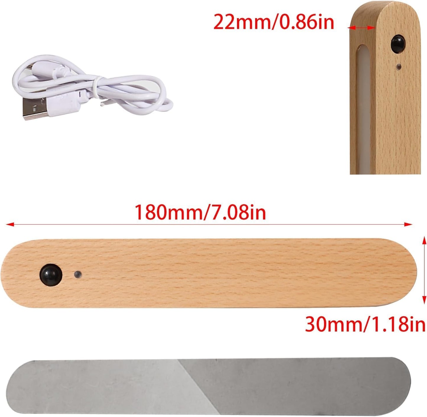 2 Pcs LED Motion Sensor Night Light Battery Operated Wall Light-USB Rechargeable Magnetic Light with Warm White Light for Kids Room Bathroom Cabinet Closet Hallway Comes