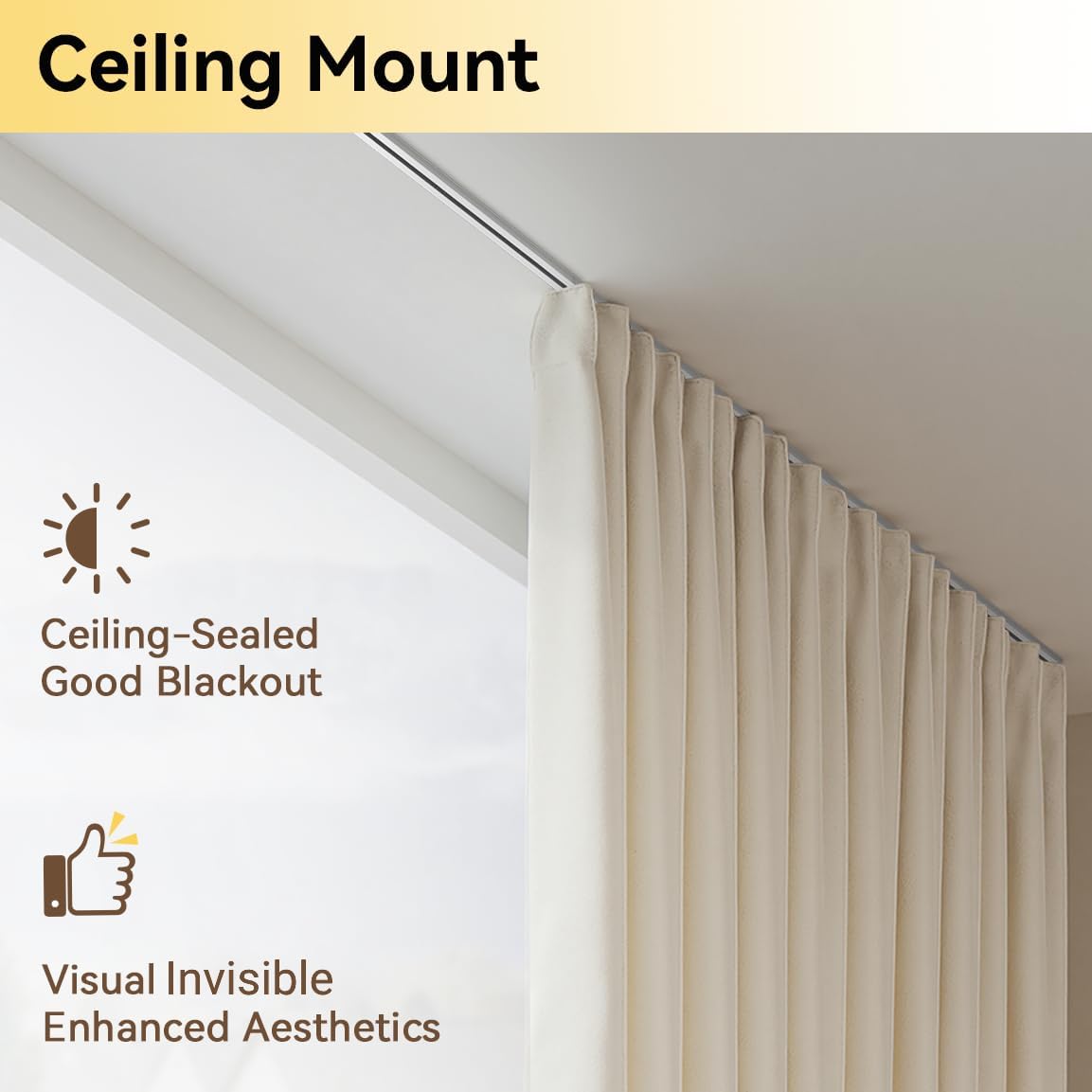 Curtain Track, Ceiling Curtain Track for Room Divider, Ceiling Mount Rail Set with Roller Hooks, White, 12ft - 18ft