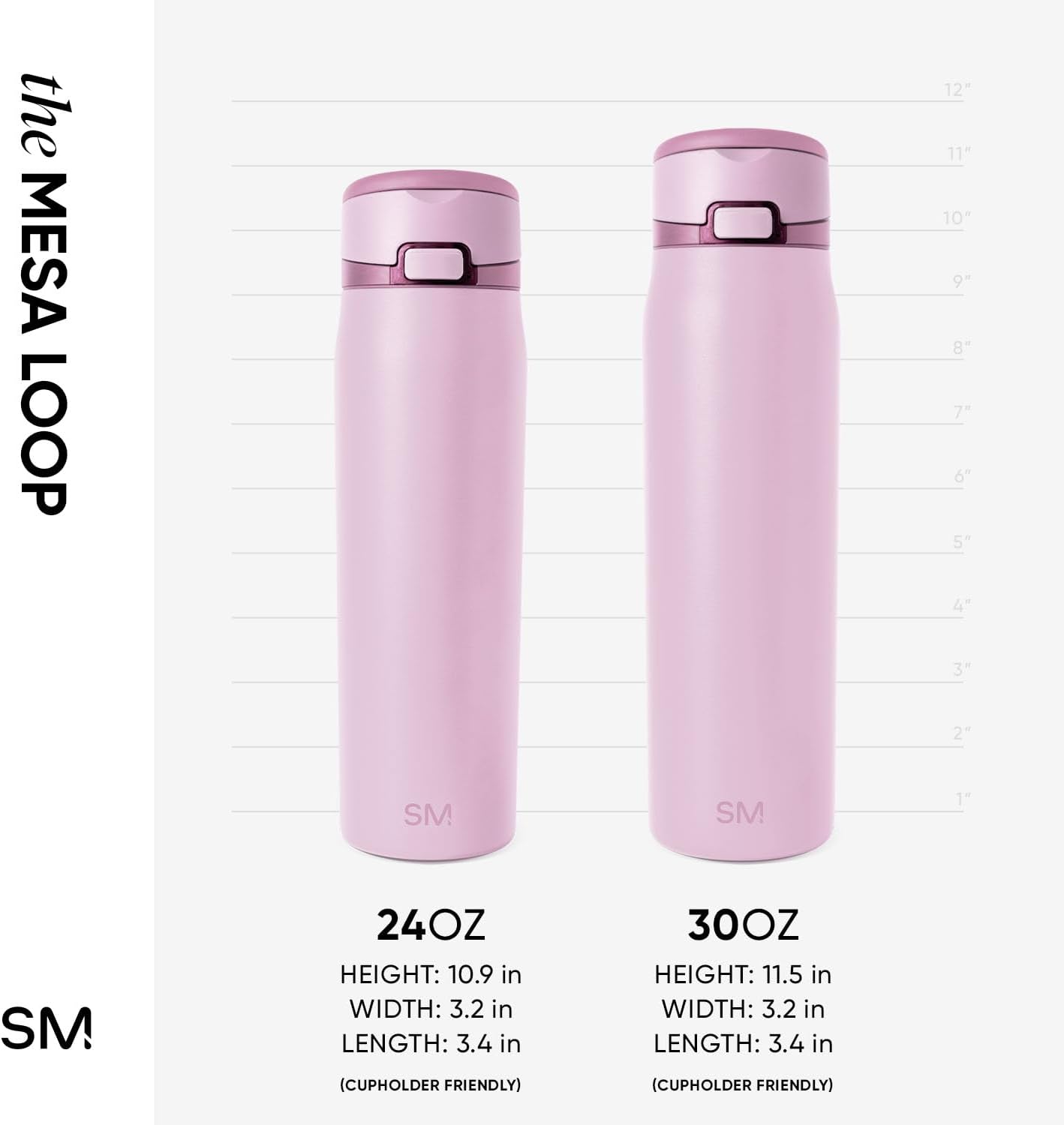 Simple Modern Mesa Loop Water Bottle with Covered Straw and Handle | 30oz Cup Holder Friendly Insulated Stainless Steel Bottles for Travel, Sports and School | Pink Champagne