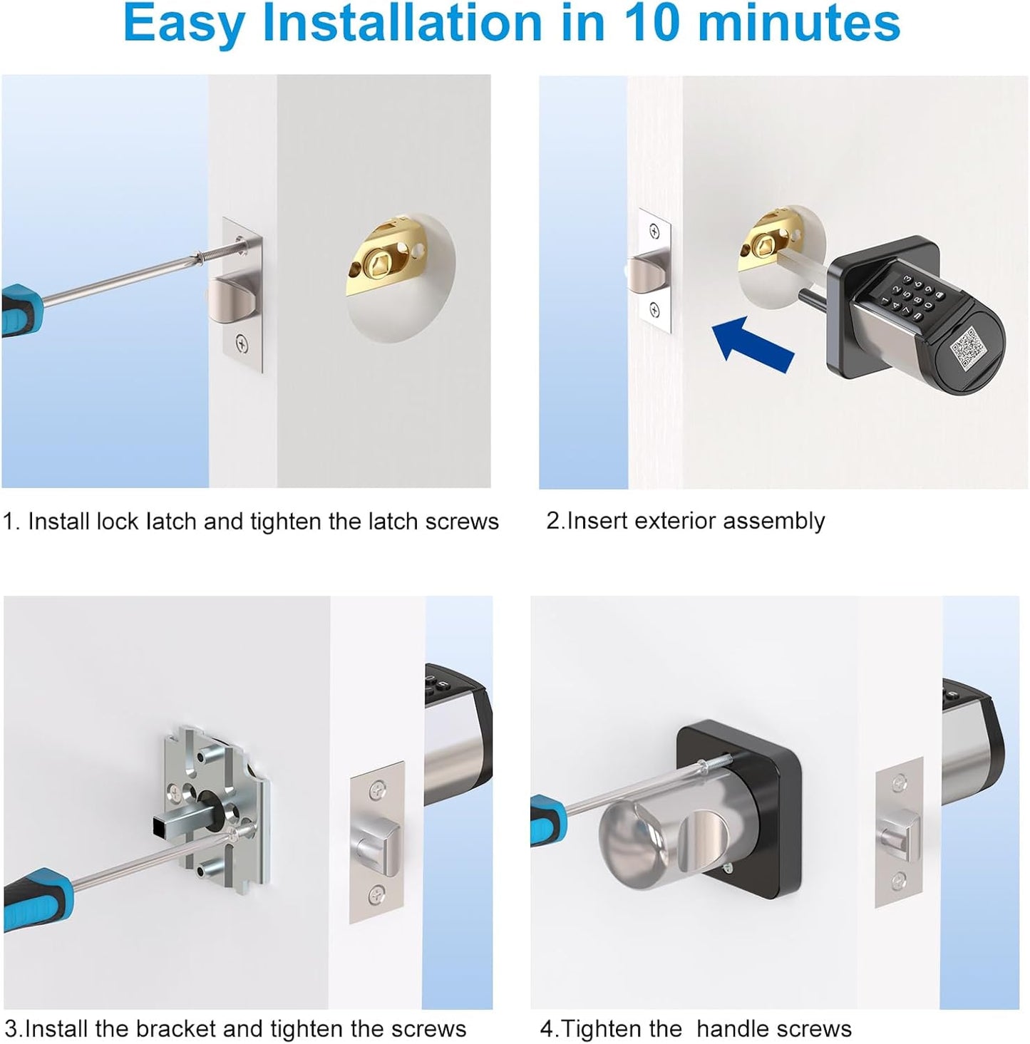 WELOCK WiFi Smart Door Lock, 5-in-1 Keyless Entry Doorknob with Auto-Locking, Bluetooth App Control,Password,2 Keys and IC Cards, Easy Installation for Bedroom,Home, Office(Black)