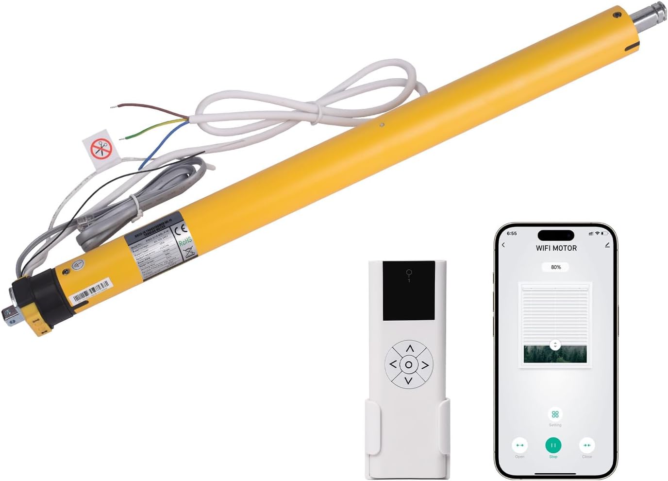 AM35 Smart WiFi Blinds Motor, Tuya App Control, AC 100-240V for 2 inch (50mm) Tubes, 6N.m Torque, Compatible with Alexa & Google Home, No Hub Required for Motorized Roller, Roman, ZebraShades