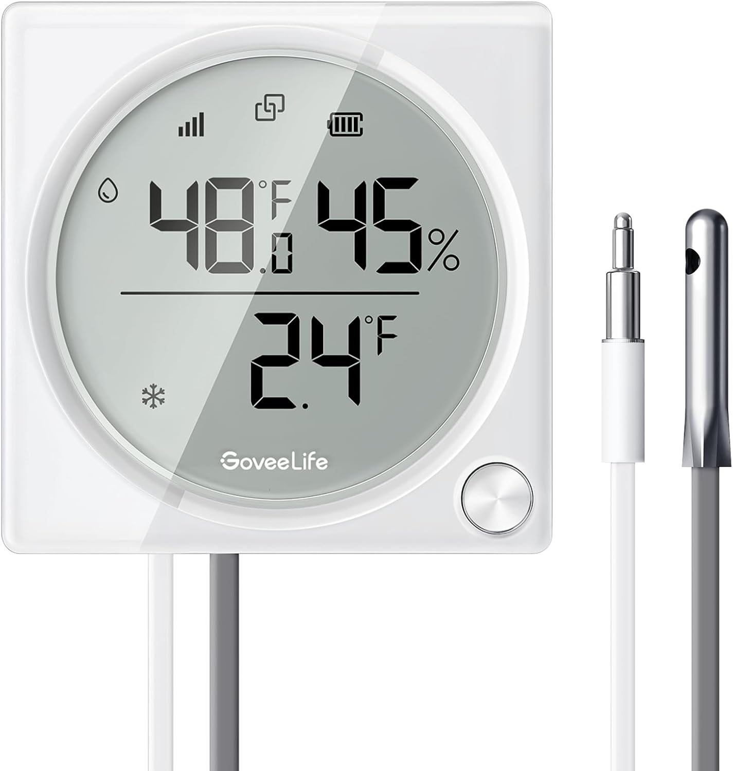 GoveeLife WiFi Refrigerator Thermometer Hygrometer Pro with 2 in 1 Alarm, Monitor Sensor for Freezer, Wireless Digital Freezer Temperature Humidity with App Alert, LCD Display(Gateway Not Included)