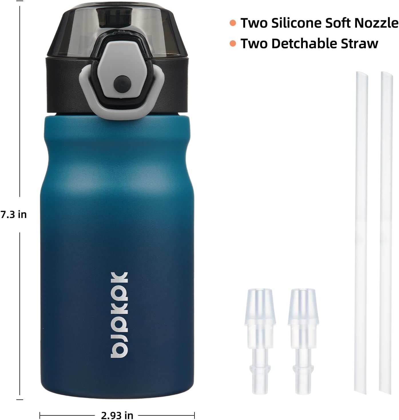 BJPKPK Insulated Water Bottle 14oz Stainless Steel Water Bottles with Straw and Carry Handle Double Wall Metal Thermal Flask,Indigo Black