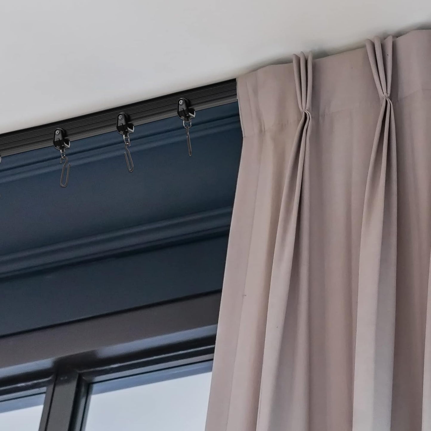 Jetec Curtain Tracks Ceiling Flexible Curtain Track Bendable Rail Curved Wall Mounted for Living Room Bedroom Divider Rod RV(10 Meter/ 32.8 Feet,Black)
