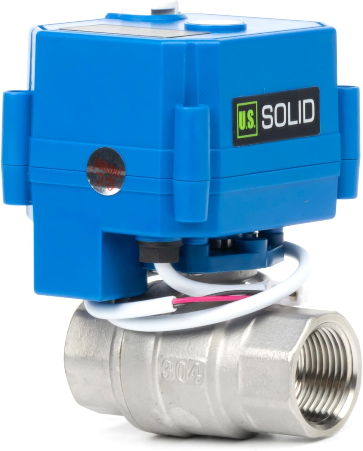 U.S. Solid Motorized Ball Valve with Manual Function - 3/4" Stainless Steel, Full Port, 85-265V AC, 2-wire Automatic Return, Normally Closed