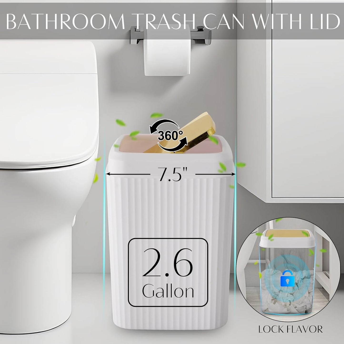 32PCS Bathroom Accessories Set Bathroom Set,White Shower Curtain Set,Bath Towel Set,Hand Towel,Toilet Brush,Trash Can & 3PCS Soap Dispenser
