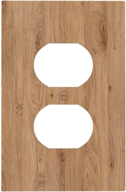 Outlet Covers Vintage Rustic Wood Color Brown Wood Grain 1 Gang Duplex Electrical Receptacle Faceplate Light Switch Cover Wall Plate Decorative Switch Plates for Farmhouse Cabin Decor