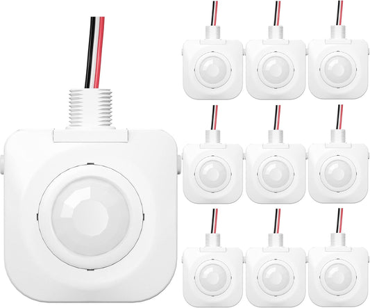 50 Pack Ceiling Occupancy Motion Sensor, Passive Infrared Technology, High Bay Fixture Mount 360 Degree, Hard-Wired, 120-277 VAC, Commercial/Industrial Grade