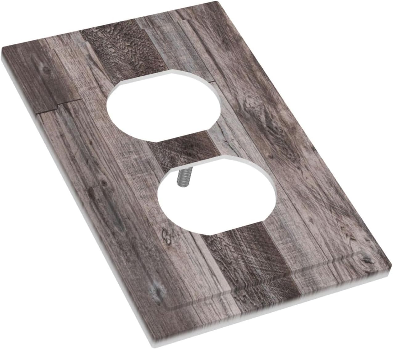 Outlet Covers Rustic Dark Grey Wood Retro Country Wooden 1 Gang Duplex Light Switch Cover Decorative Switch Plates Electrical Receptacle Faceplate Wall Plate for Farmhouse Cabin Decor