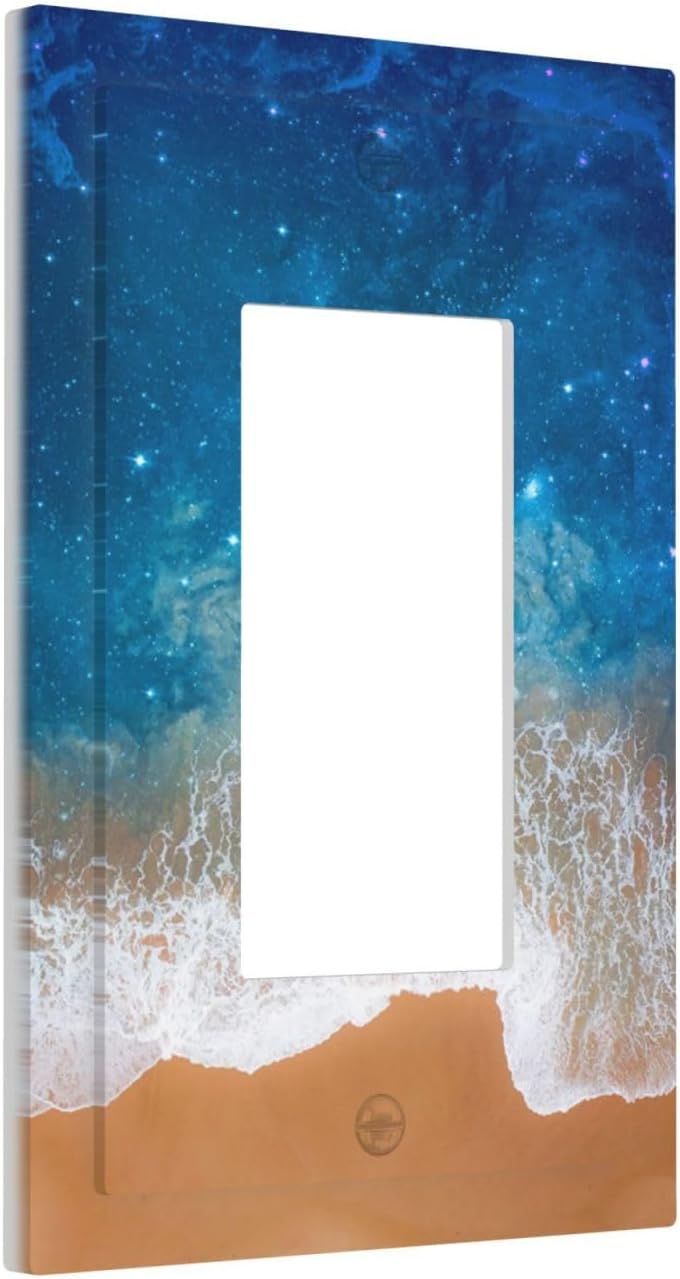Outlet Covers Blue Sea Ocean Beach Waves 1 Gang Wall Plates Single Rocker Light Switch Covers Decorative Switch Plates Electrical GFCI Panel Covers for Home Office Decor 5 X 3 IN