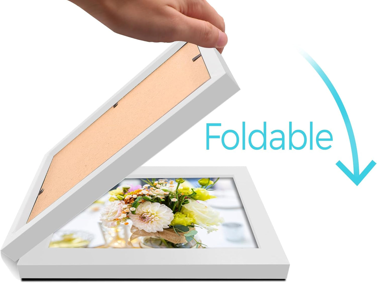 Double 4x6 Horizontal Combo, White Wood Picture Frame, 3.5x5.5 Opening Foldable Landscape View Photo Frame on Table-top or Wall