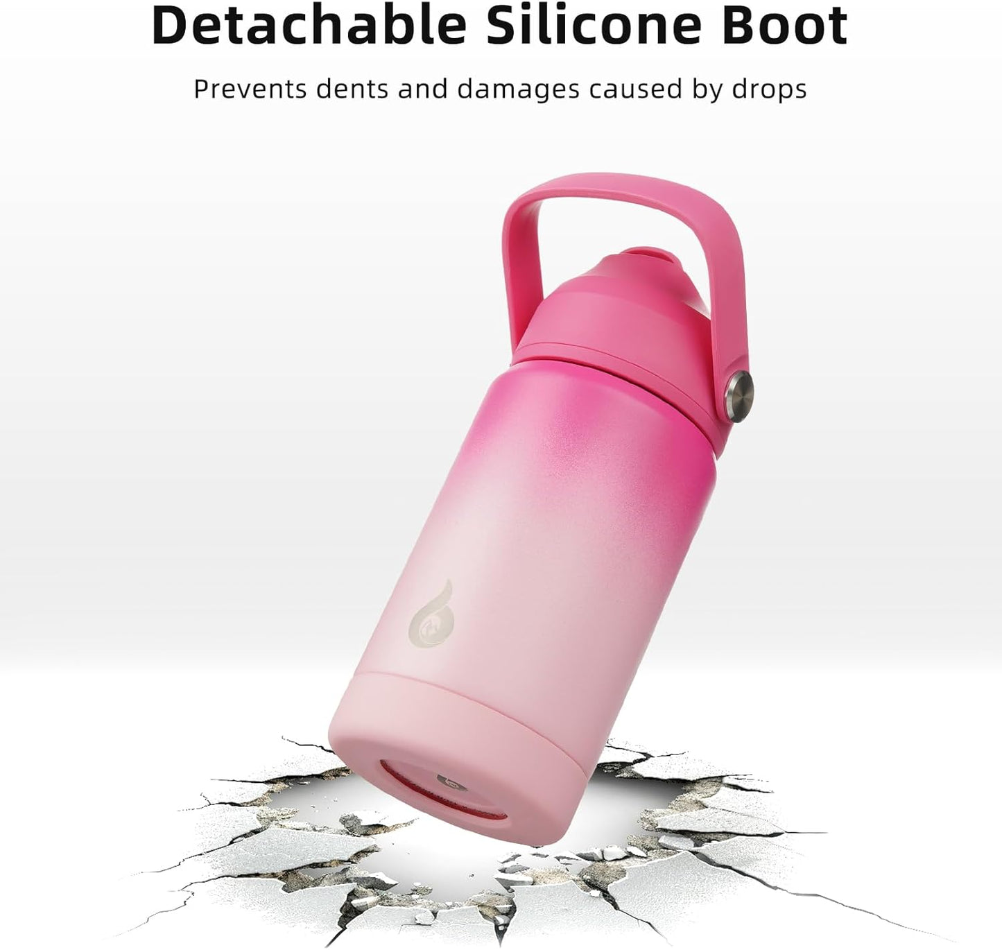 BJPKPK Insulated Water Bottle with Straw Lid, 12oz Thermo Water Bottles, Flex Handle & Non-slip Boot, BPA Free Leak Proof Stainless Steel Metal Thermo, Tumblers, Cups,Pearl Pink