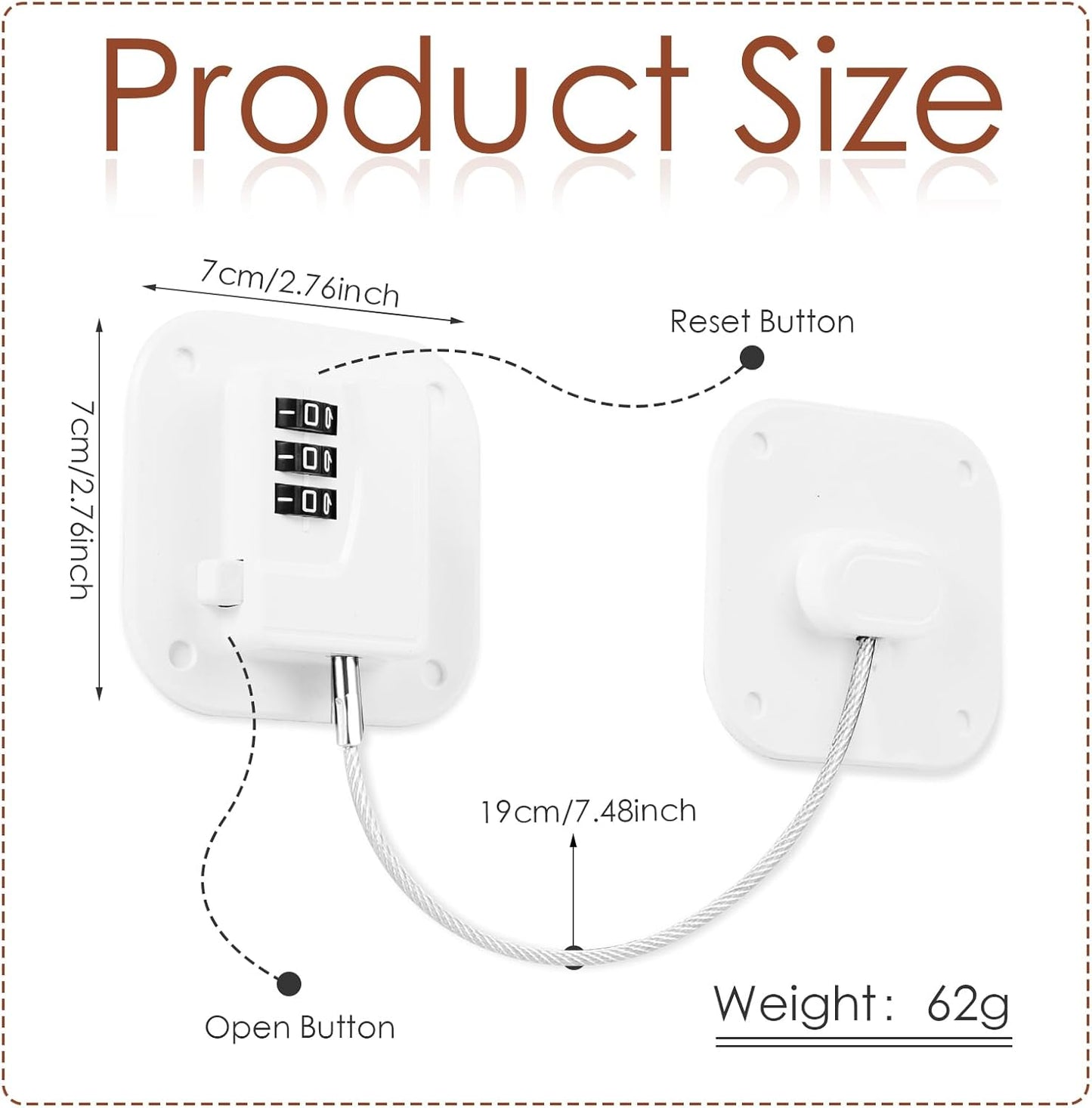 Refrigerator Lock, Combination Lock for Refrigerator Cabinets, Drawers, Heavy Duty Fridge Lock, Easy Install No Keys Needed (White-1Pack)