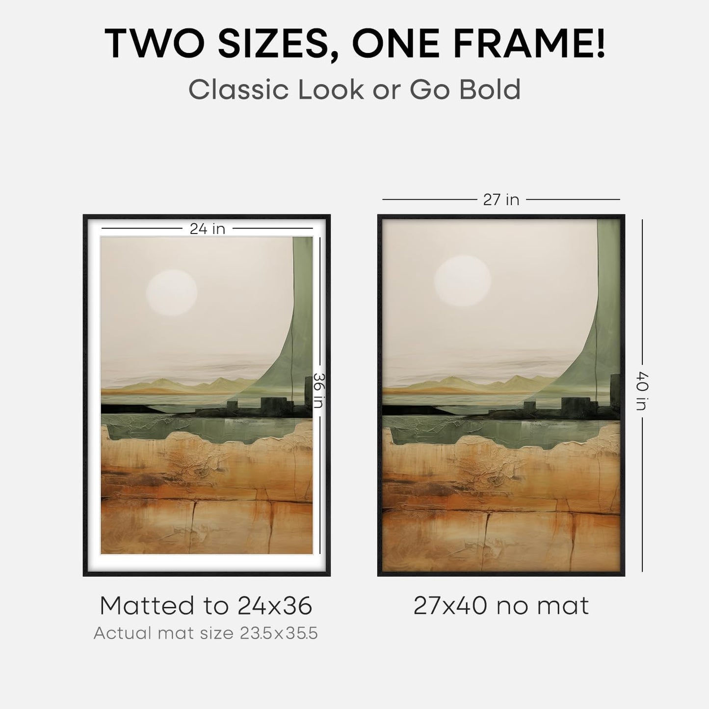Homeforia 27x40 Poster Frame Black Wood, High End Oak 27x40 Large Picture Frames with Mat 24x36 inch Photo, 27 x 40 Wooden Frame Matted to 24 x 36, 40x27 Thin Frame, Tempered Glass, Wall Kit, Set of 2
