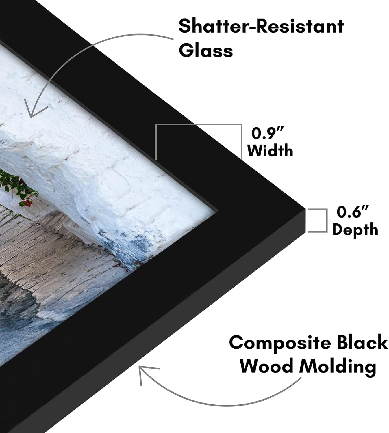 Americanflat 10x13 Picture Frame with Shatter-Resistant Glass - Signature Collection - Gallery-Style Frames Made of Engineered Wood - Photo Frame for Wall Display - Black