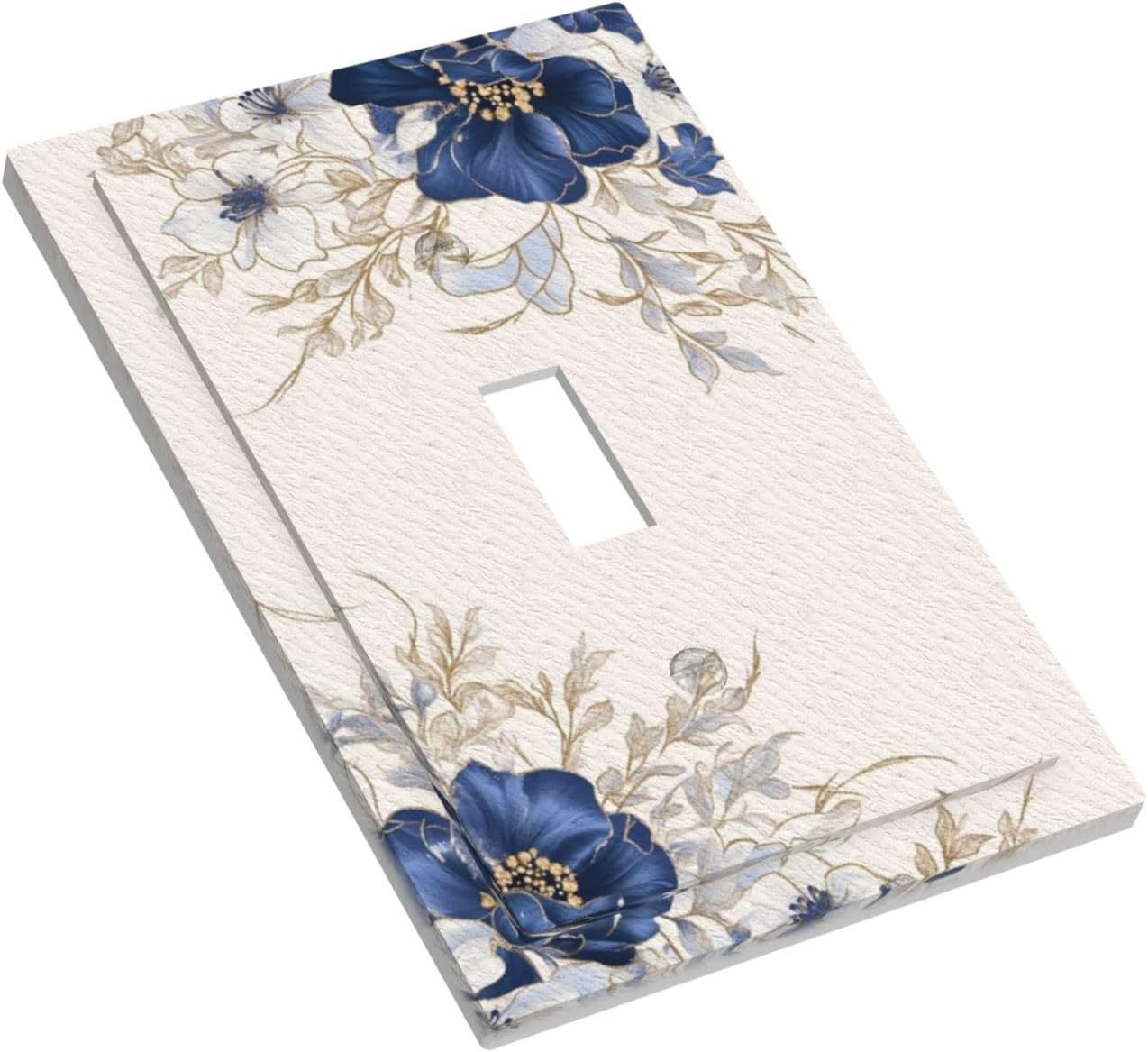 Decorative Light Switch Cover Plate Rustic Blue White Flowers Floral Penoy 1 Gang Wall Plate Oversized Single Toggle Wall Cover Plate Jumbo Electrical Switchplate Face Plate