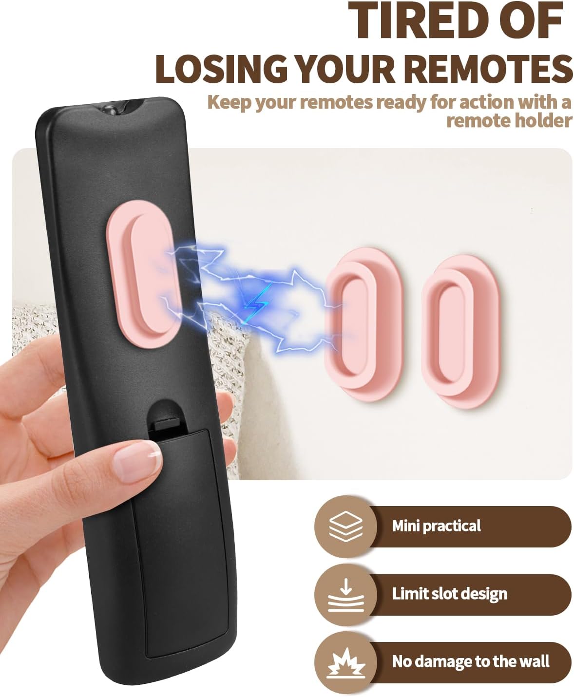 6 Pack Magnetic Remote Control Holder – Upgraded Silicone Magnetic Wall Mount for TV, Fan & Air Conditioner Remotes – Self-Adhesive, No-Drill Remote Control Holder Wall Mount