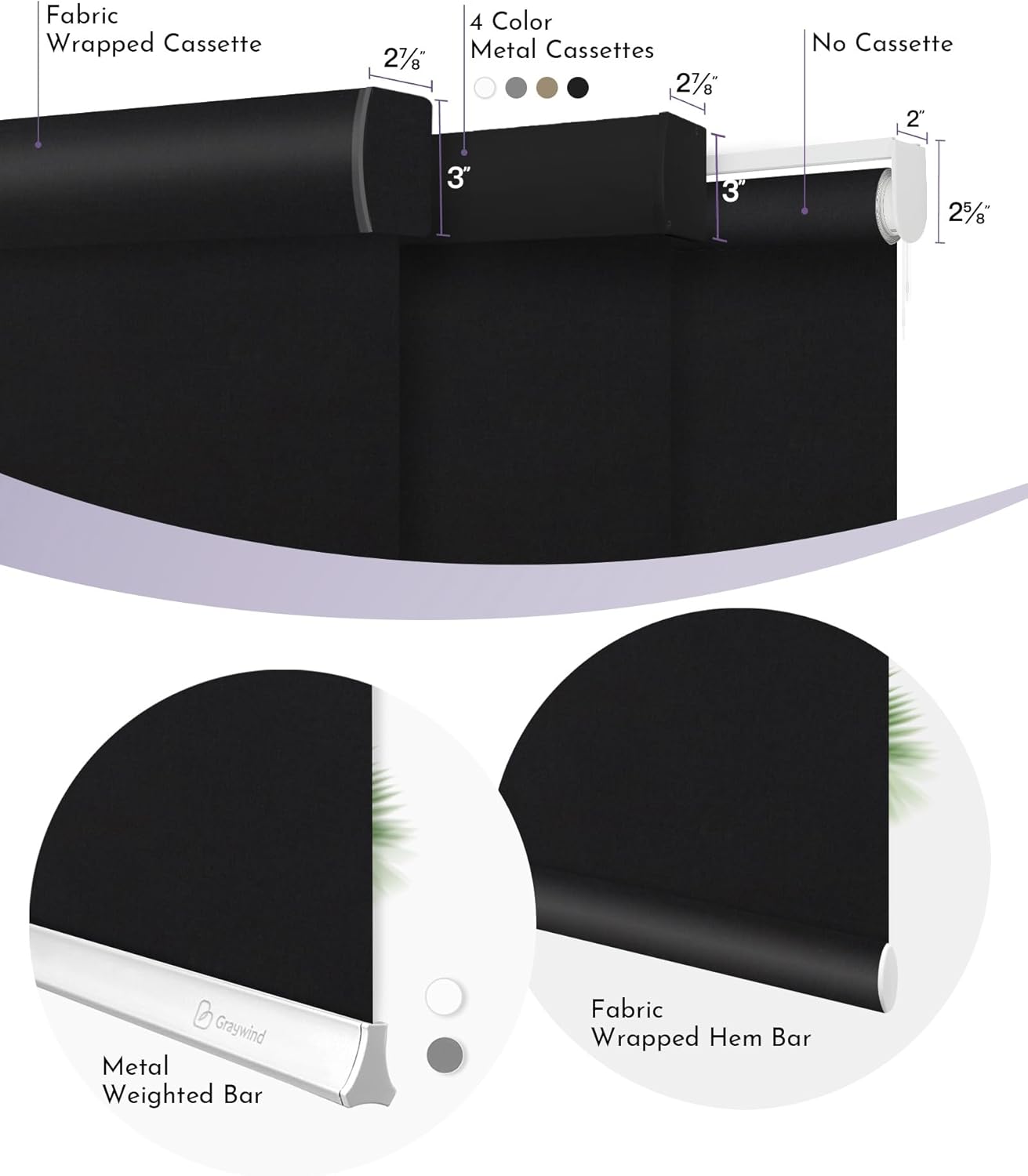 Graywind Motorized Shades 100% Blackout Compatible with Alexa Google WiFi Smart Hardwired Window Shade Remote Control Thermal Insulated Electric Blinds, Customized Size (Matt Black)