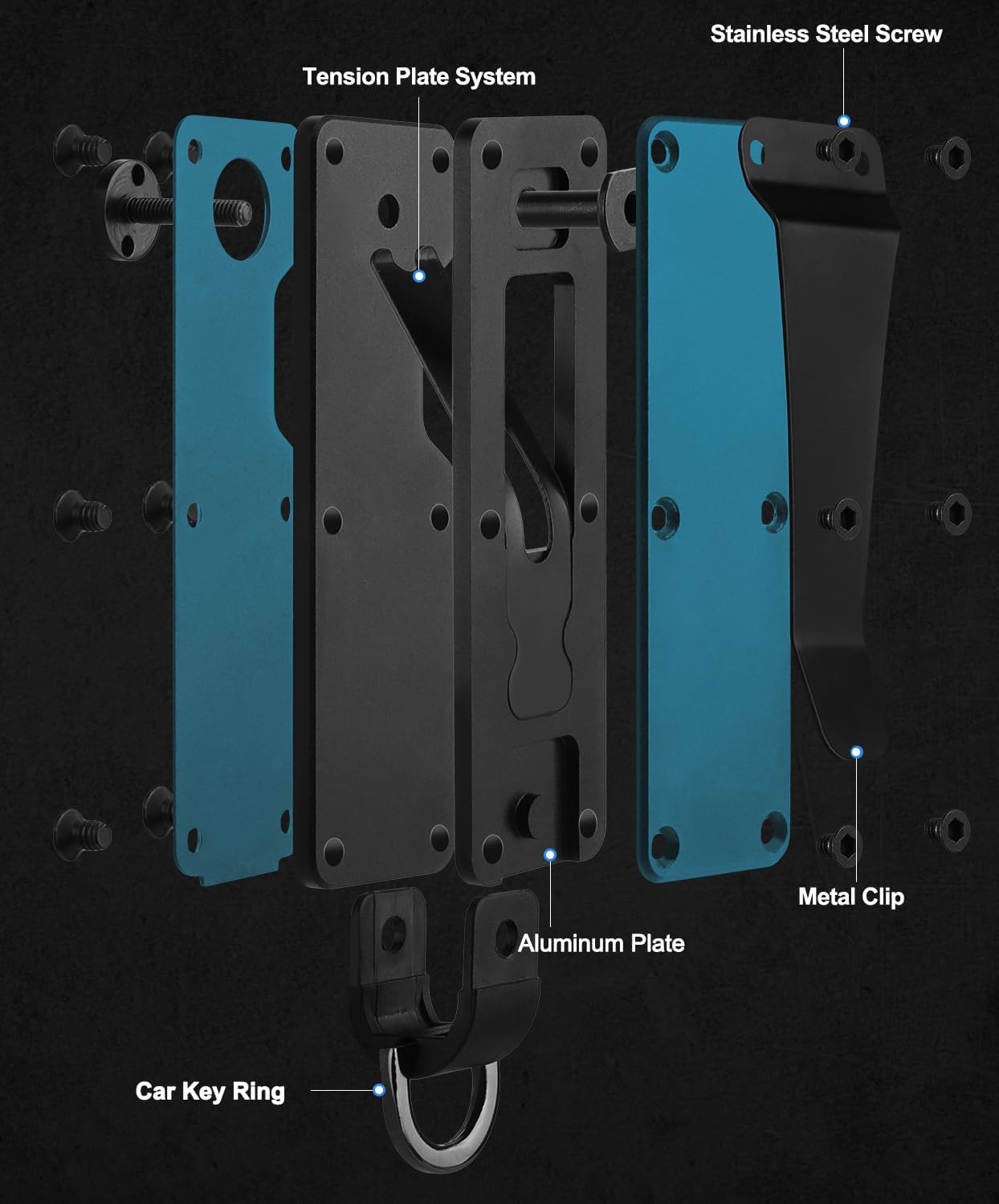 Mens Key Organizer - Compact Metallic Key Holder | Minimalist Innovative Keyholder | Smart Keychain Secures 1-5 Keys