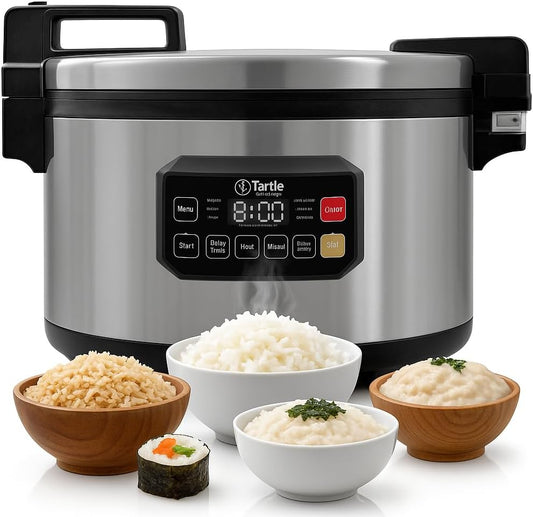 Commercial Large Multi-Function Rice Cooker - Professional 64 Cup Cooked (32 Cup Uncooked) Rice Maker Cooker With Non Stick Pot & Hinged Lid - Brown Rice, Sushi Rice and more