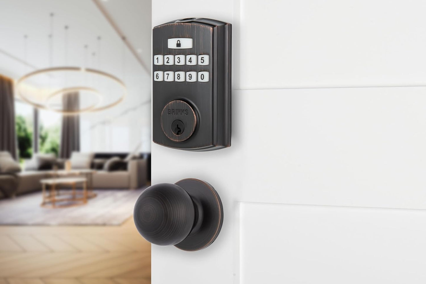 BRINKS Security Door Locks, High-Security Keyless Entry, Smart Electronic Door Lock with Deadbolt, Up to 50 Codes, Automatic Locking (Deadbolt & Passage Knob, Tuscan Bronze)
