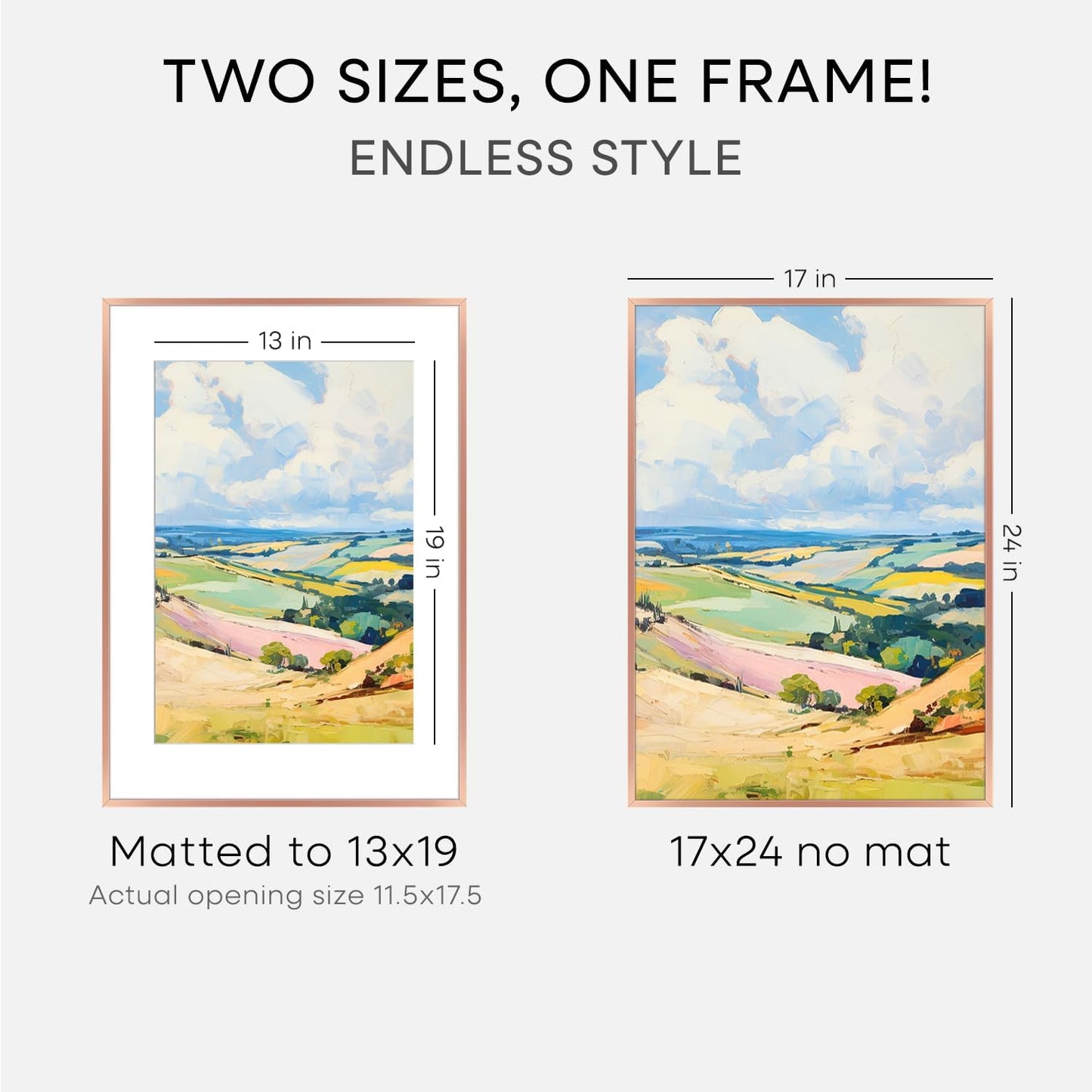 Homeforia 17x24 Picture Frame Silver, High End Metal 17x24 Frames with Mat 13x19 for Photo, 17 x 24 Silver Poster Frame Matted to 13 x 19 Print, 24x17 Hanging Frame, Tempered Glass, Wall Kit, Set of 1